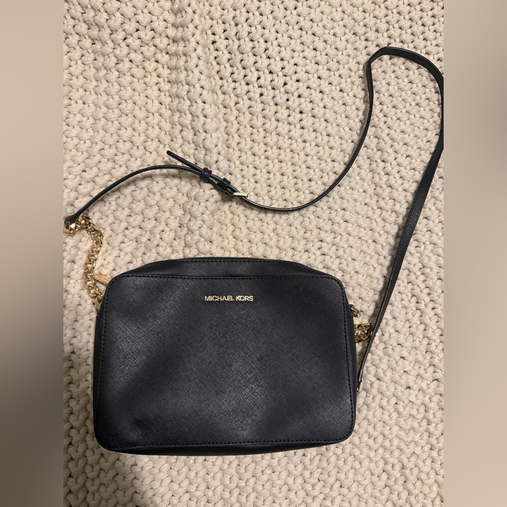 Michael Kors Black Crossbody with Gold Hardware
